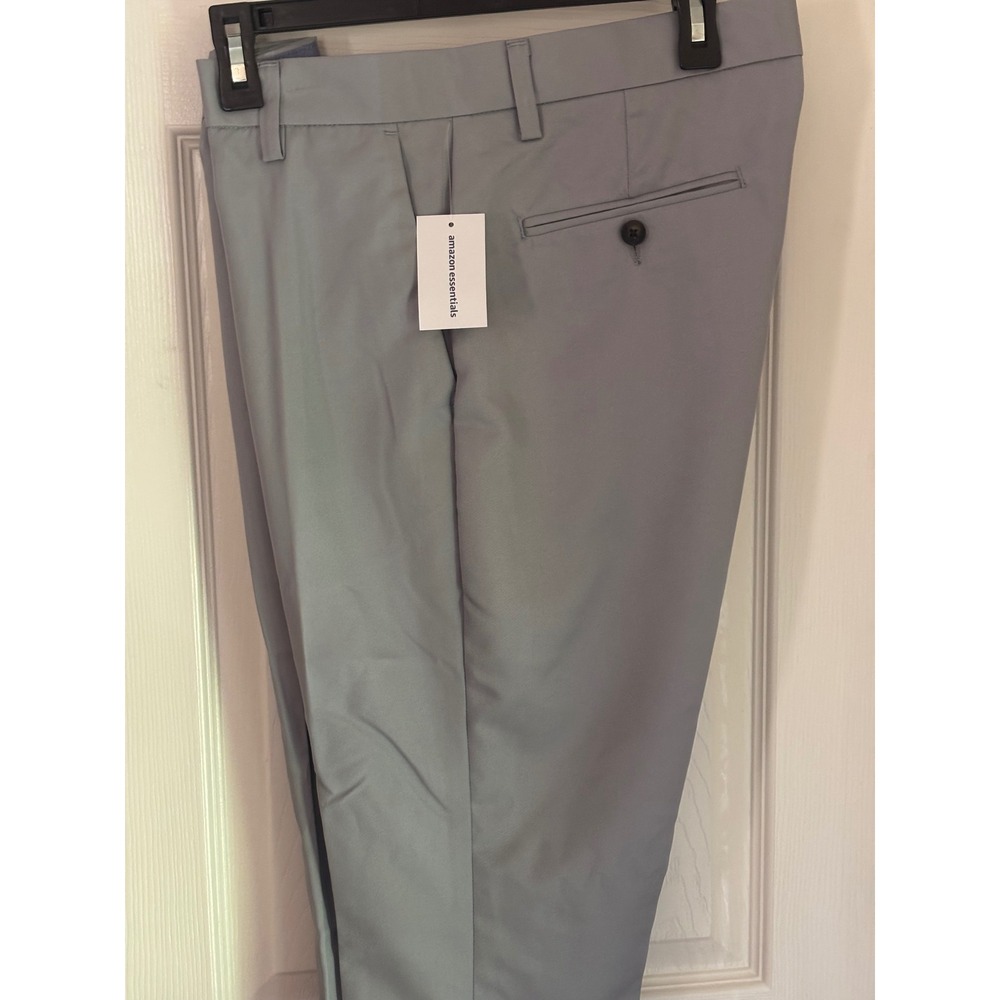 Amazon Essentials Dress Pants Mens 34x29 Light Grey Slim Fit Recycled NEW